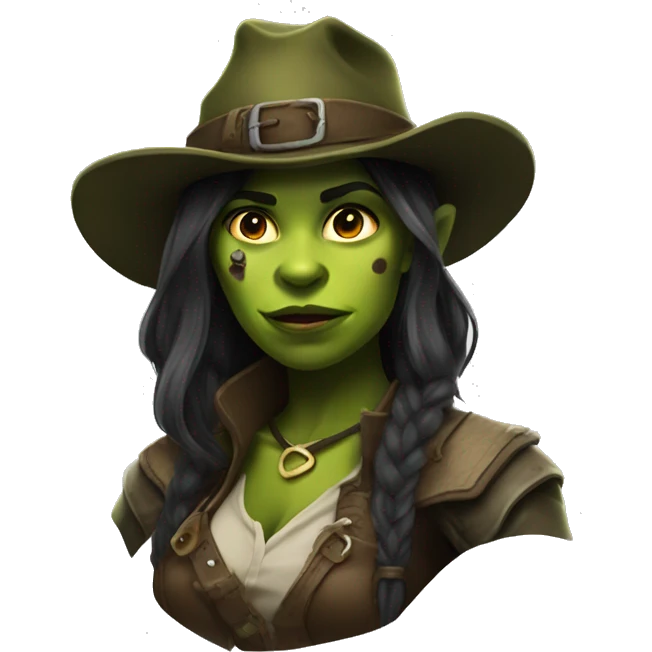 Fierce Orc ranger wearing fedora woman emoji