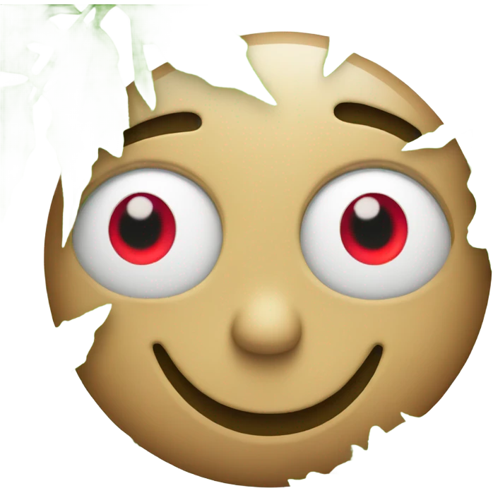 Tired emoji with red eyes and green leaves  emoji