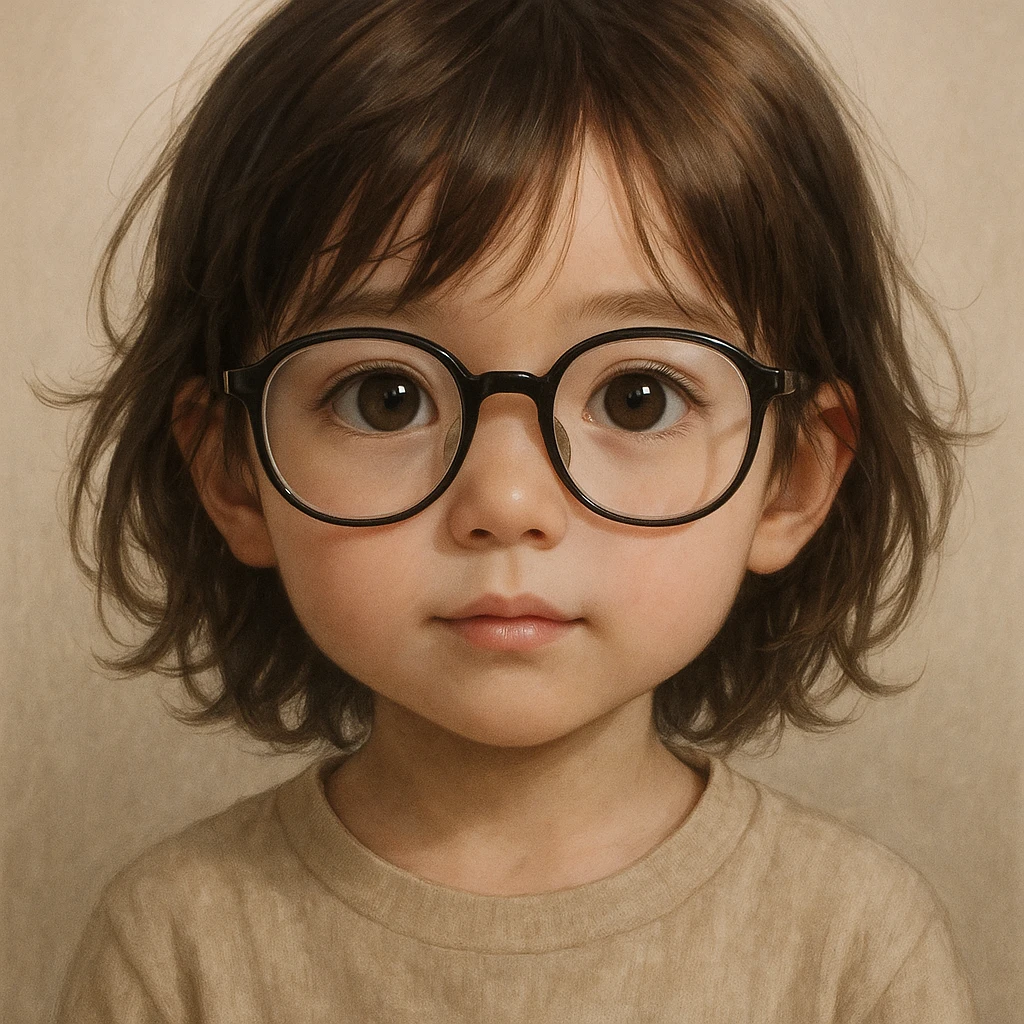 realistic anime style child with big glasses emoji