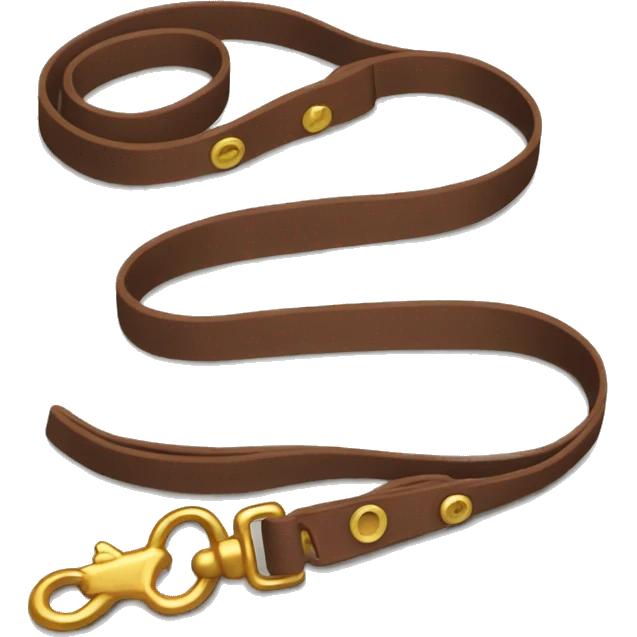 Brown dog leash with golden snap  emoji
