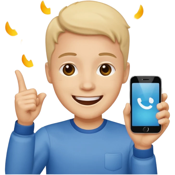 Person hält ein Smartphone und jubelt glücklich emoji