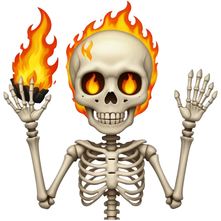 A skeleton with fire and shocked face emoji