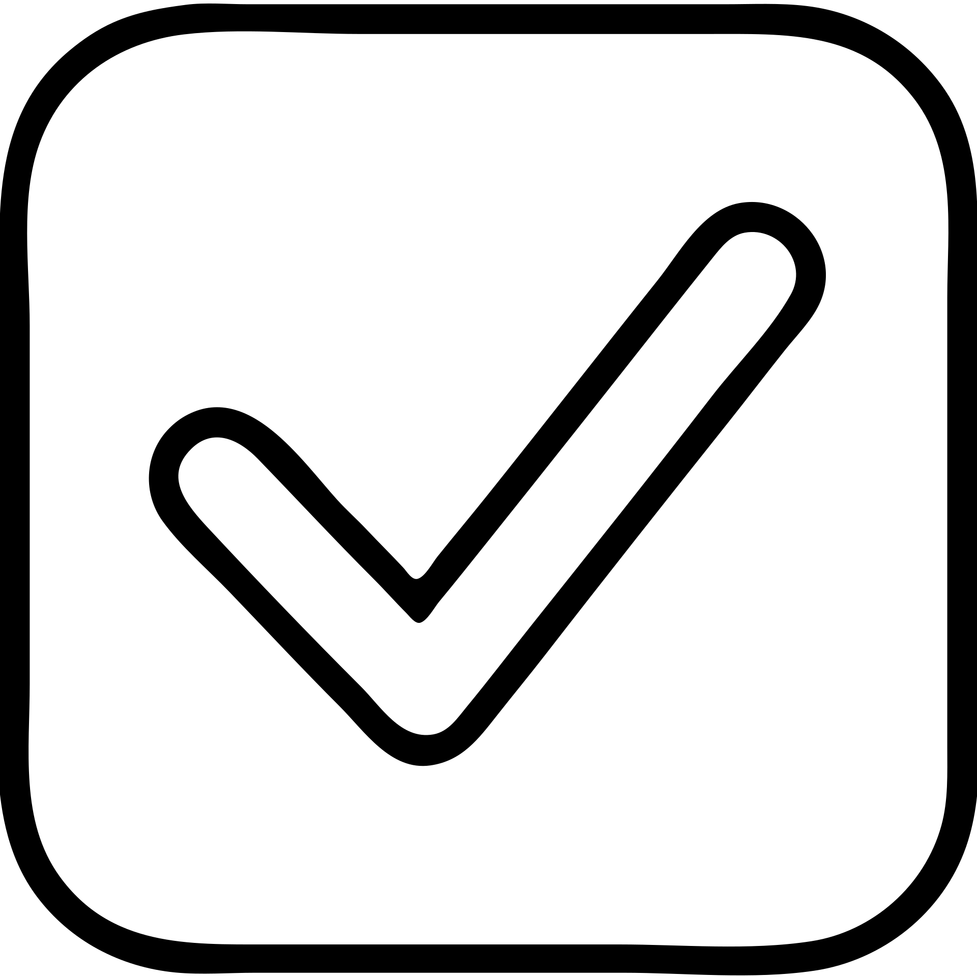white check mark in a blue square with soft corners, outlined style emoji