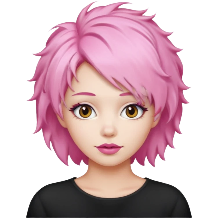  fluffy pink  hair woman emoji