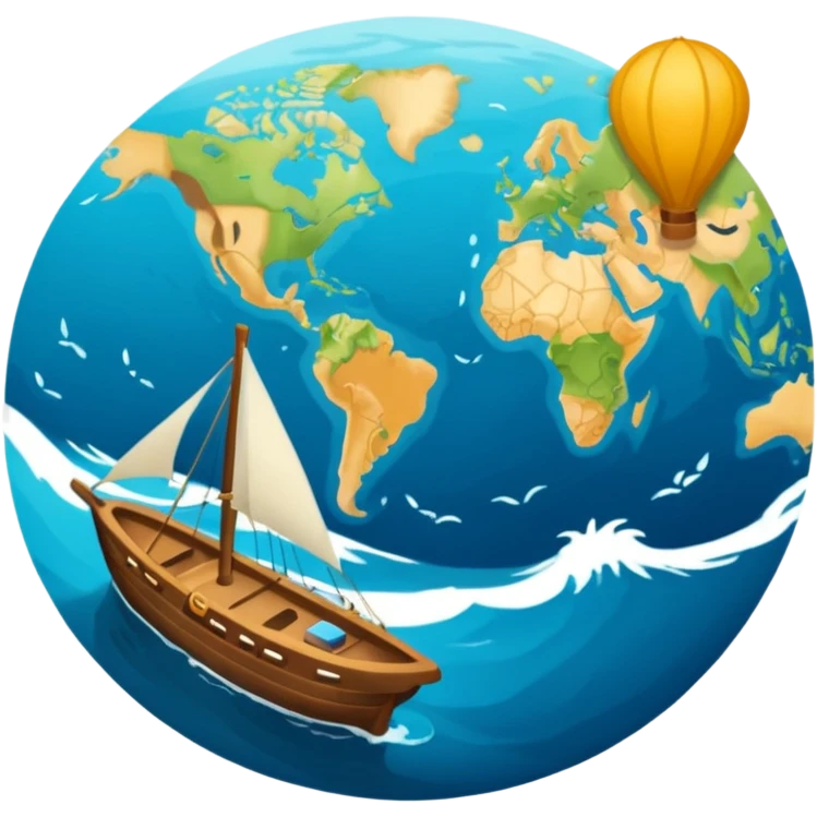 navegar, mar, mundo, mapa, brújula, dirección emoji