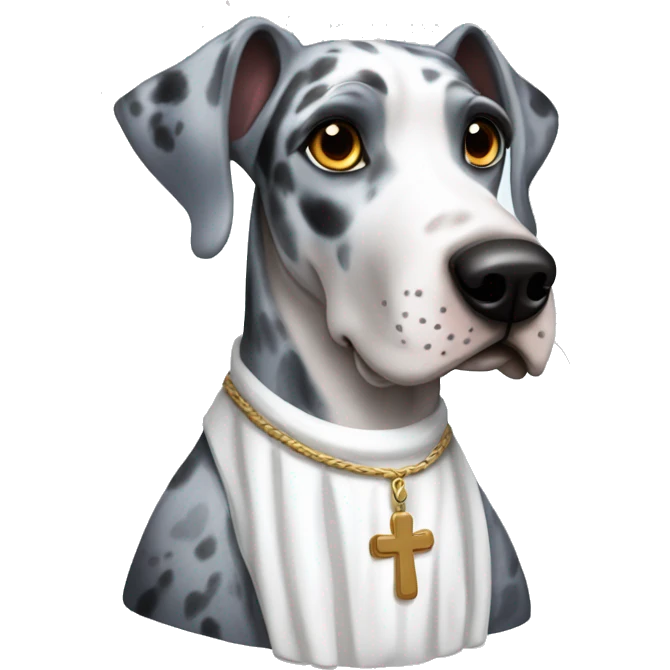 Blue Merle Great Dane wearing a nun costume  emoji