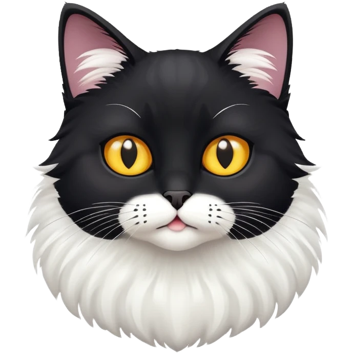 black cat with white bottom, playful expression emoji