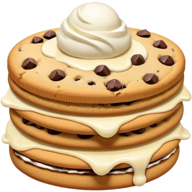 Chocolate chip cookie sandwich with vanilla ice cream emoji
