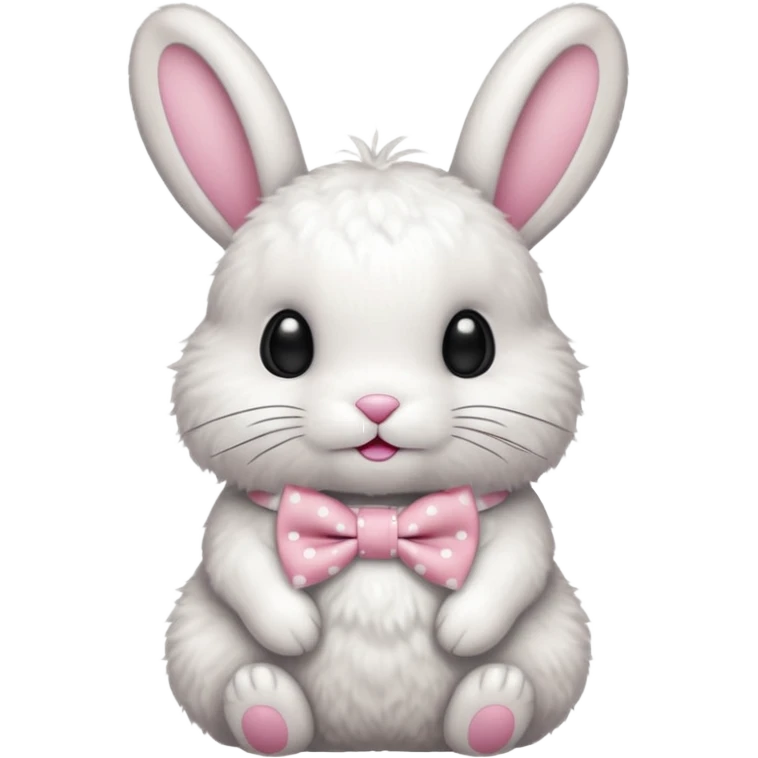 Fluffy rabbit with polka-dot pink bow tie, body emoji