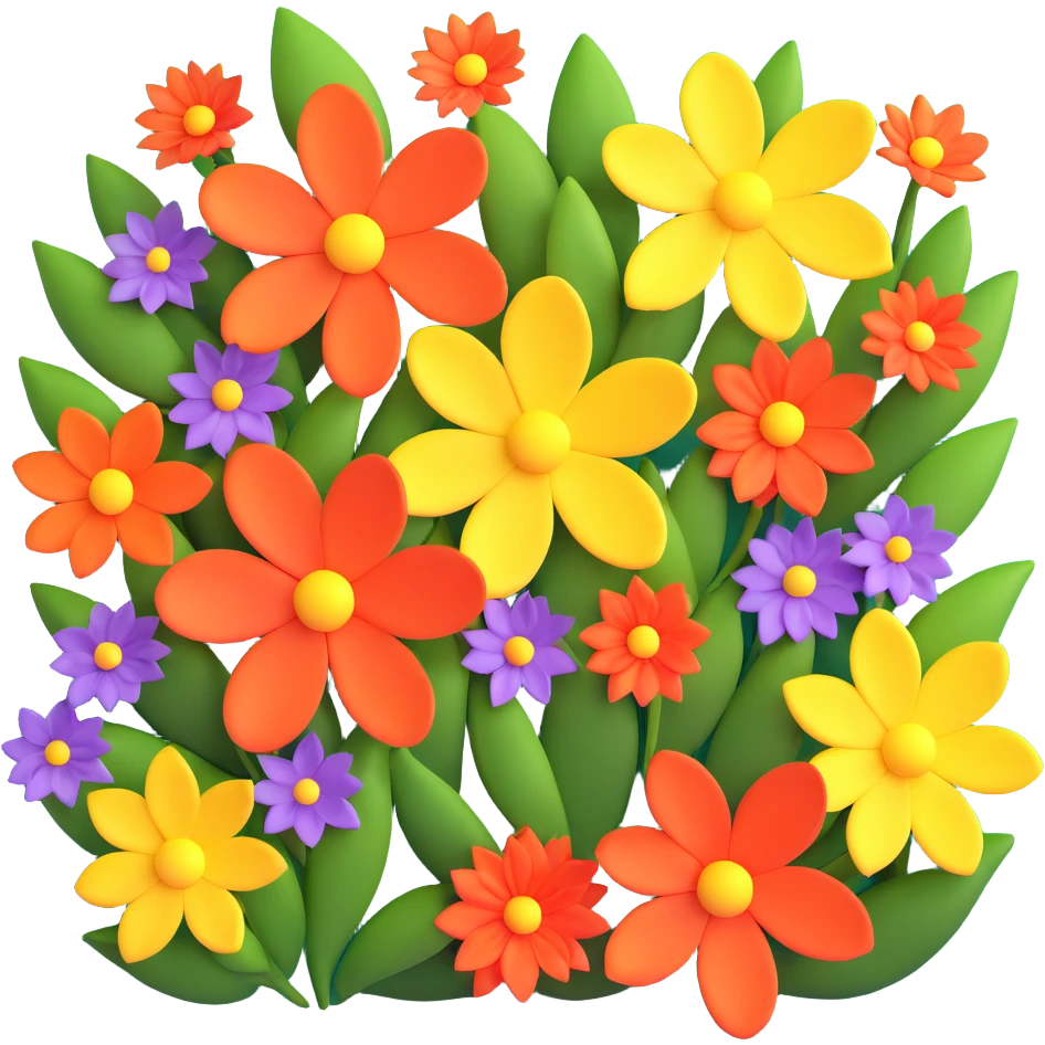 lush 3D floral backdrop, realistic flowers emoji