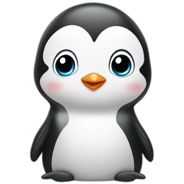 a computer screen showing a cute baby penguin emoji