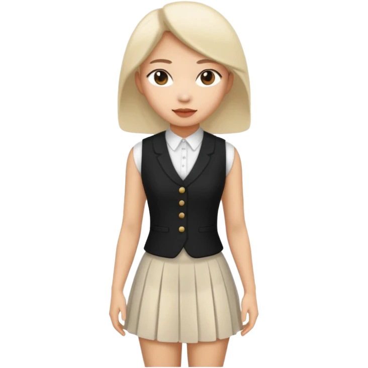 asian woman in white skirt and black women's vest emoji