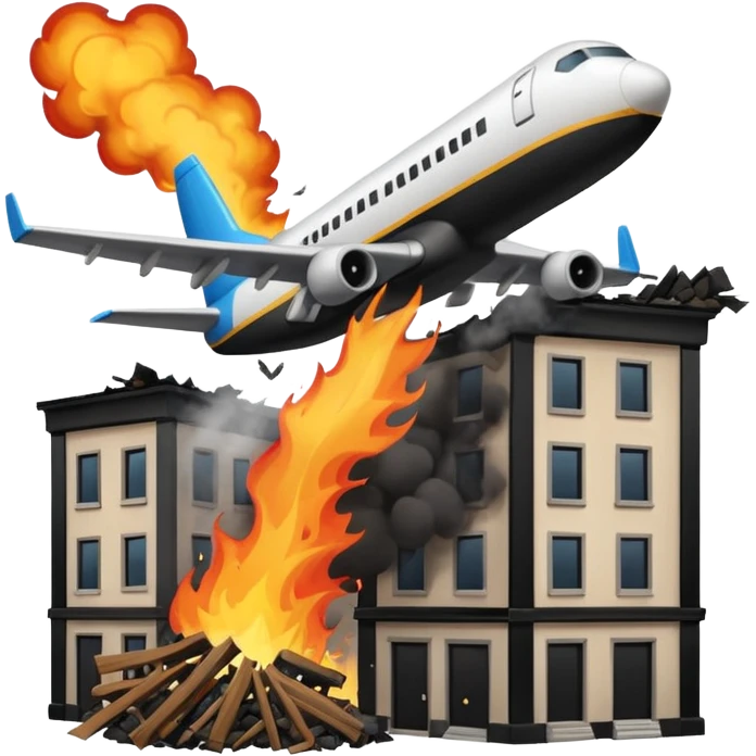 Okula çarpan uçak emoji