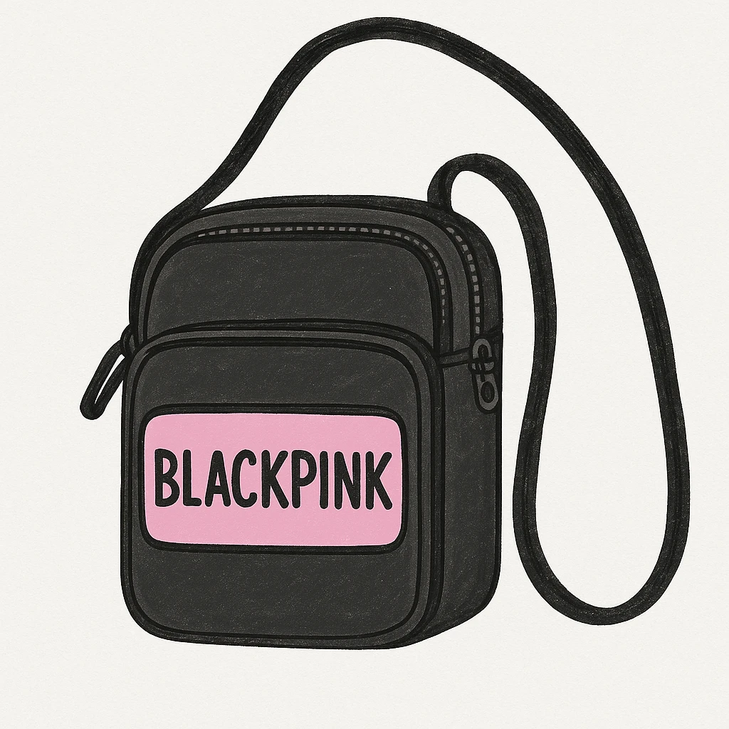 Add the BLACKPINK logo to the object, keep the style consistent with the original image. emoji