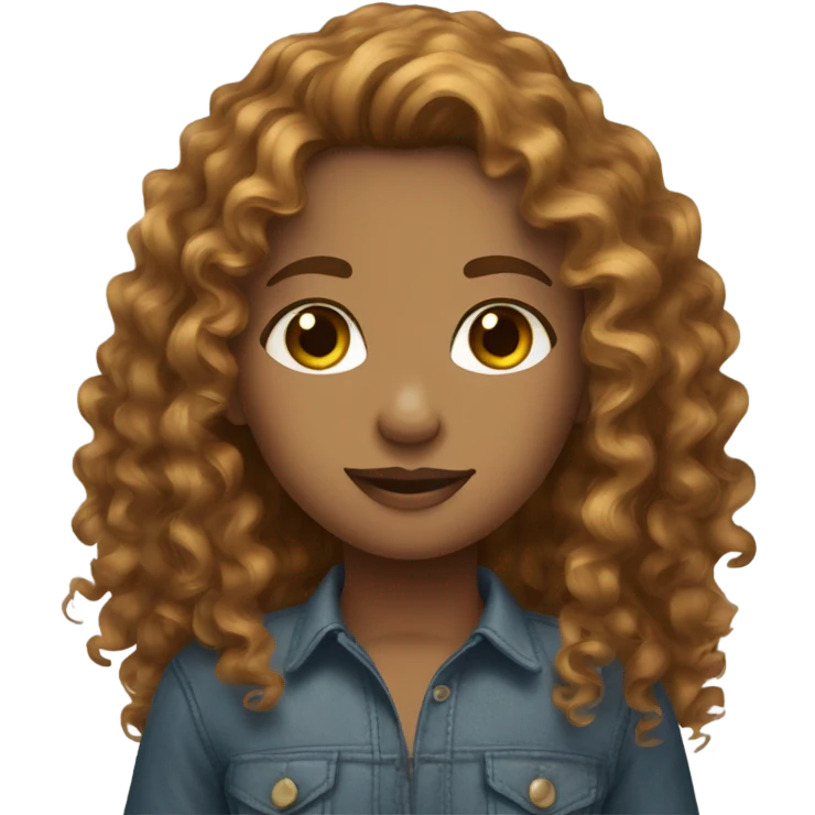 A curly golden brown hair girl with hazel eyes emoji