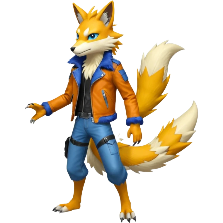 Ratchet-Lombax-Vernid-Zeraora-Renamon-Sergal-fusion, full body  emoji