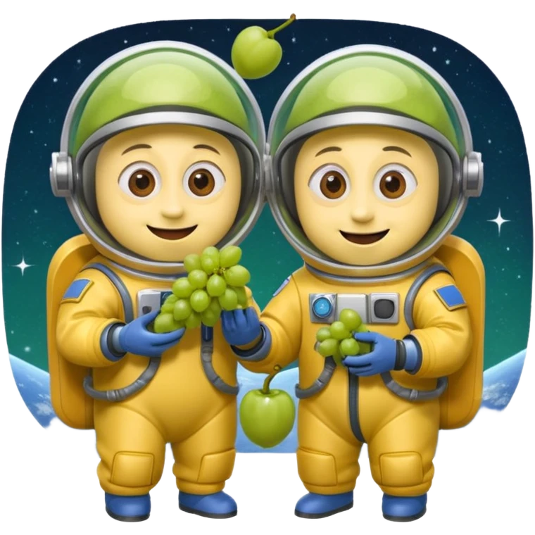 two minions with space suits eating grapes emoji