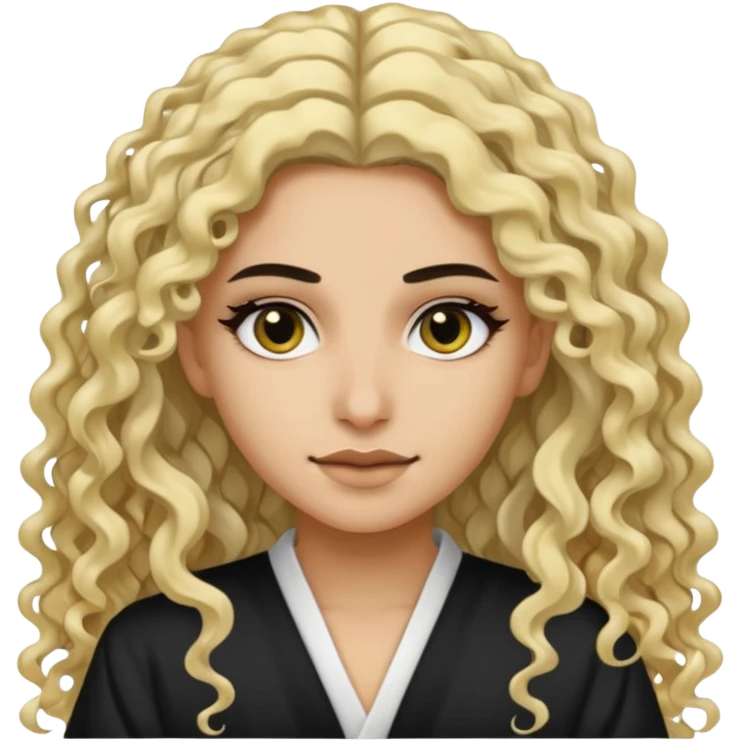 split dye leftside blonde rightside black long curly hair, pretty fair skinned bratz Saudi baddie emoji