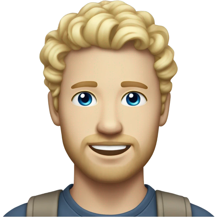 full body light curl blonde 30yo man blue eyed pale skin emoji