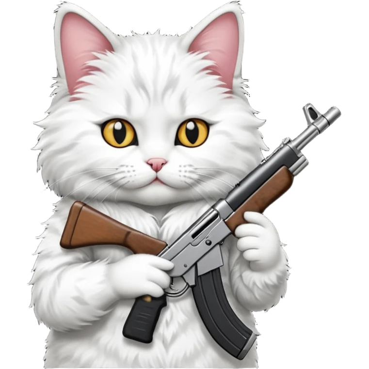 black and white cat with an ak47 gun emoji