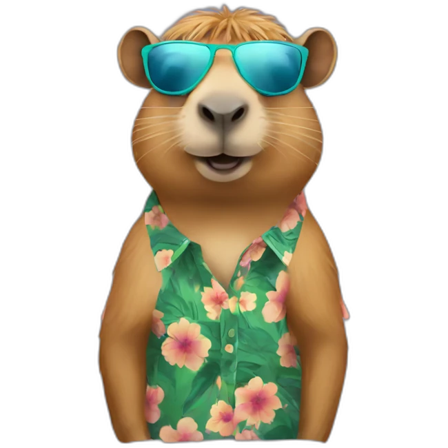 capybara with sunglasses and flower shirt emoji