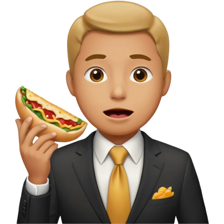 a salaryman drooling over a picture of food emoji