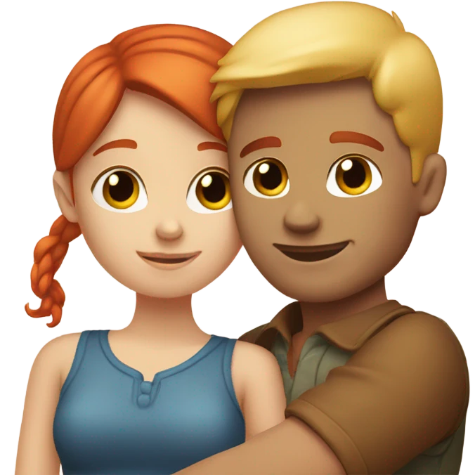 red head girl and blond man hugging emoji