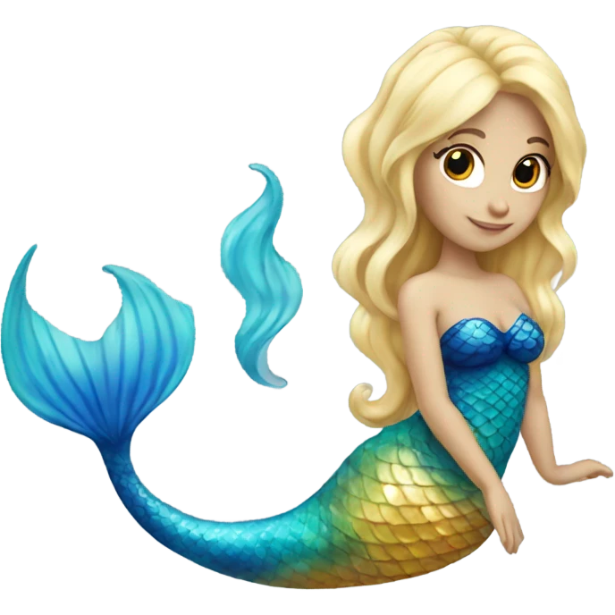 blonde mermaid with blue tail emoji