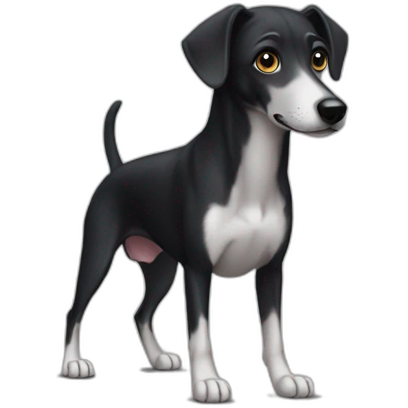 Son of a black greyhound and a black labrador emoji