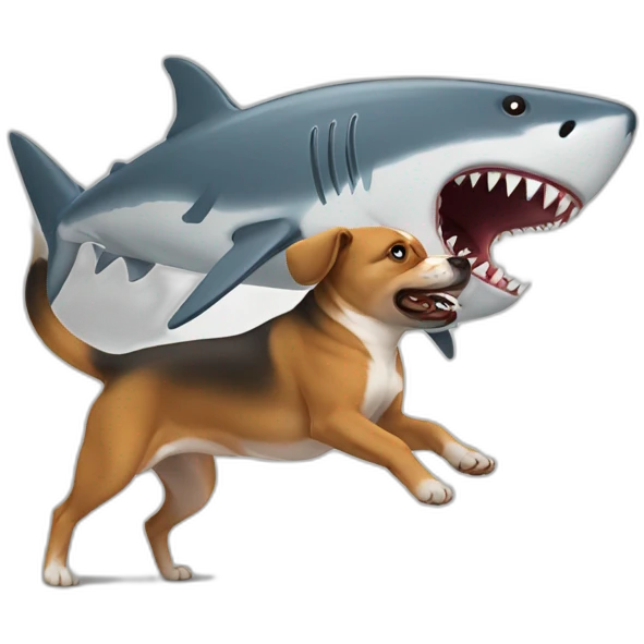 dog fighting a shark emoji