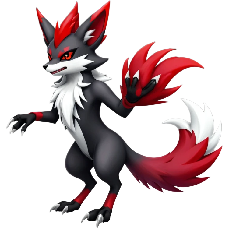 Shiny Exotic Gothic Badass Delphox-Zoroark-Zangoose-hybrid-creature emoji