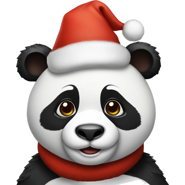 Panda wearing a Christmas hat emoji