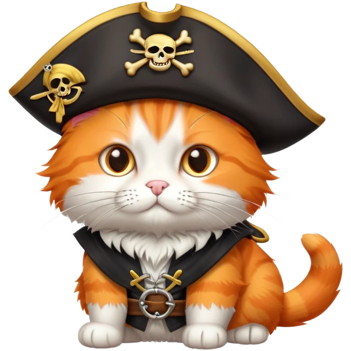 Orange cat in pirate's  emoji