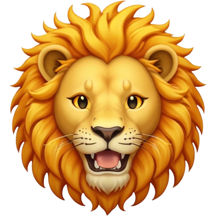 un lion avec la bouche ouverte. Au-dessus du lion, il y a un soleil. En plus, il y a des éclairs d’électricité qui se mêlent à la crinière du lion, comme s’il était chargé d’énergie. Le lion est vue de face emoji