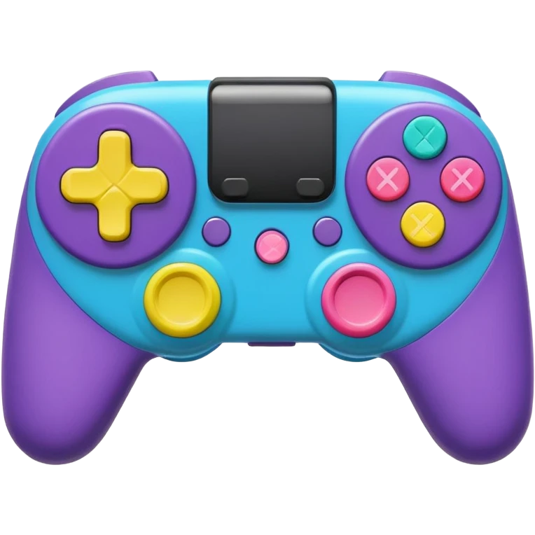 yellow, pink, blue, purple, green colored game controller emoji