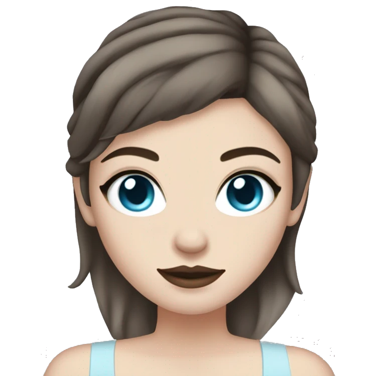 A pale white girl with tattoos on her arms, makeup, light blue eyes and dark brown hair emoji
