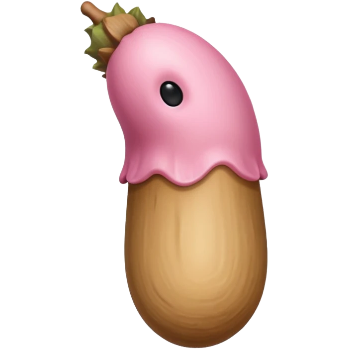 beige skin color penis shaft, erect, phallus shape, no face, with glans beige/pinkish acorn-like tip at small hole at the end. add veiny texture and thick appearance  emoji