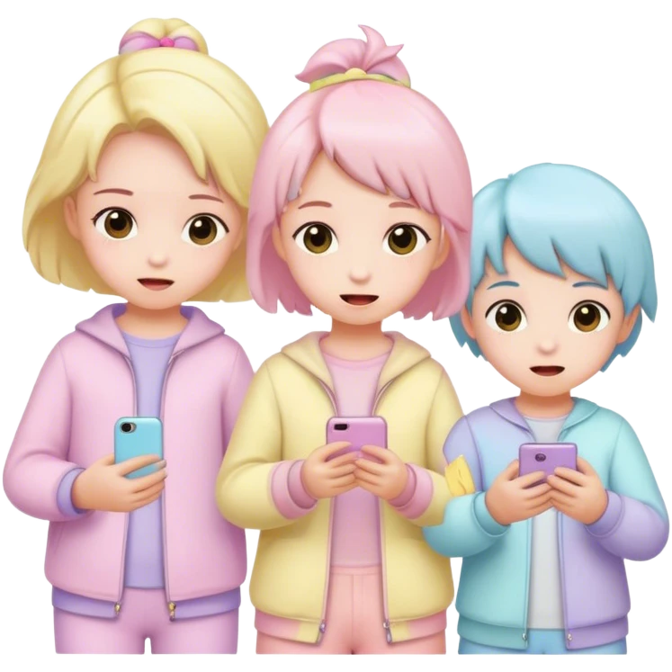 children in pastel clothes play emoji