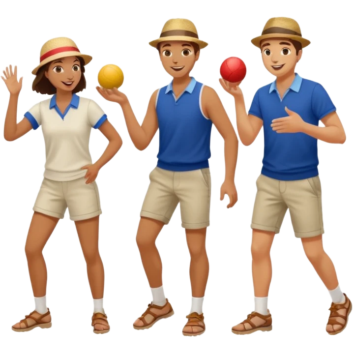 young French guys and girls playing petanque having fun emoji