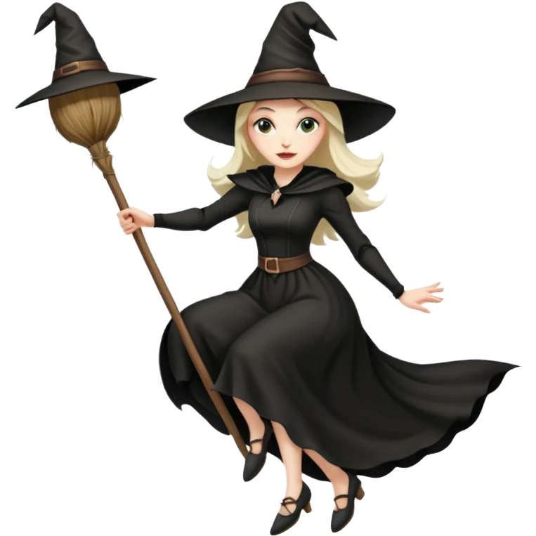 wicked looking witch flying high in the air on a broom emoji