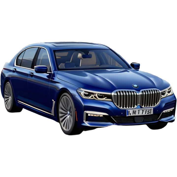 BMW 7 Series (2022) – cinematic-realistic BMW 7 Series emoji, its dark blue exterior gleaming under the city lights as it makes its way through bustling streets. The sophisticated interior whispers luxury as the vehicle drives with remarkable poise, embodying a perfect harmony between cutting-edge technology and comfort. emoji