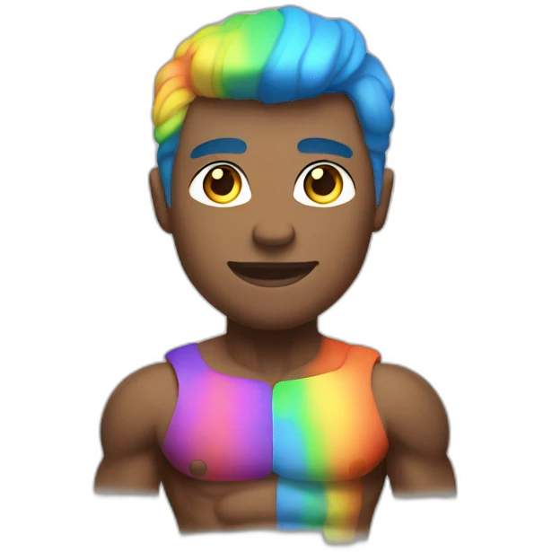 Muscle gay with rainbow skin emoji