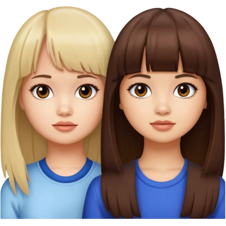 Debby Ryan (straight bangs) and Jenna Ortega emoji