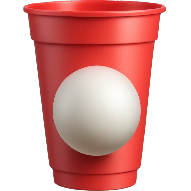 red plastic cup with a white small ball falling in emoji