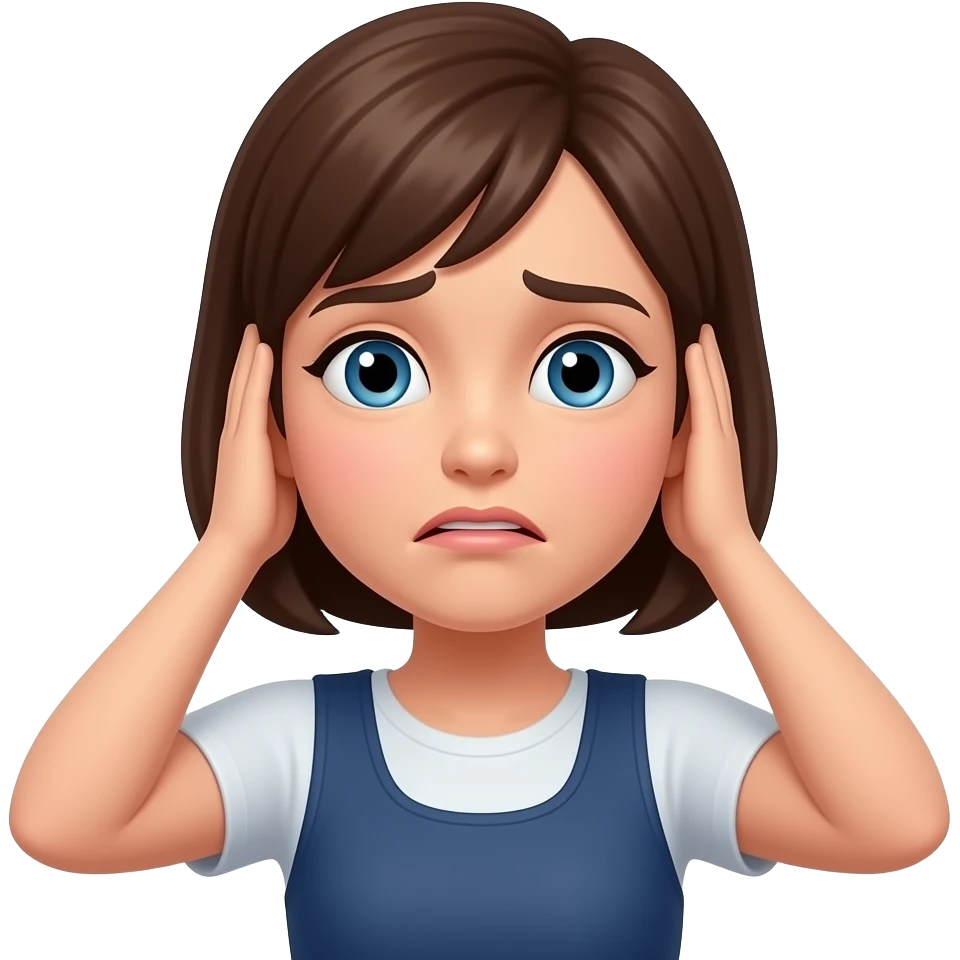 overstimulated women holding ears emoji