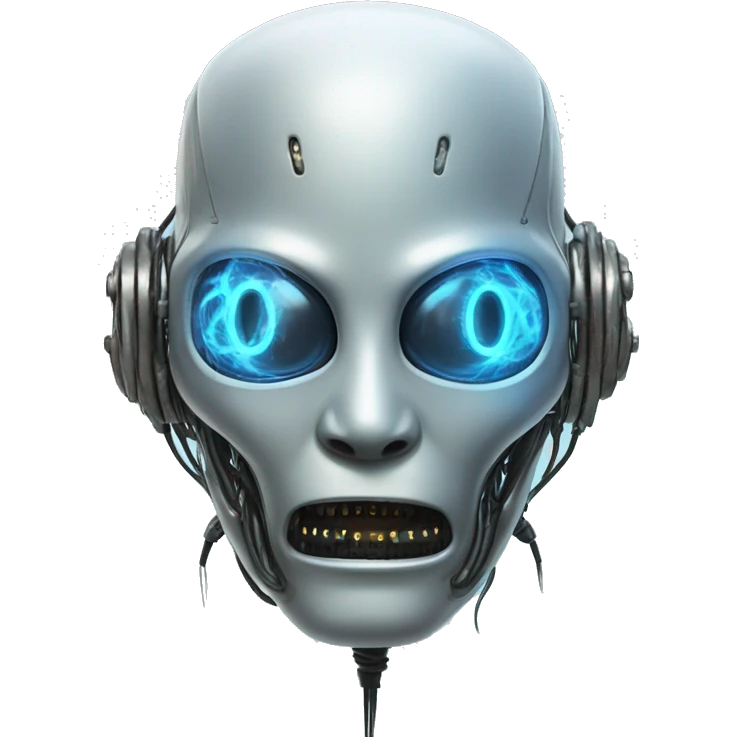 Alien robot head with glowing wires emoji