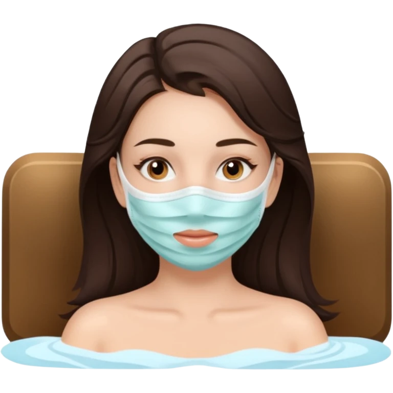 aesthetic brunette girl in spa face mask relaxe emoji