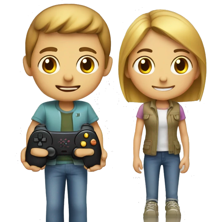 Brother and sister playing a video game emoji