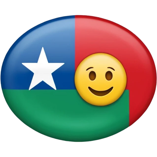 Emoji de bandera, mitad, azul y mitad inferior verde con un círculo rojo en el centro de la bandera en forma de rueda emoji