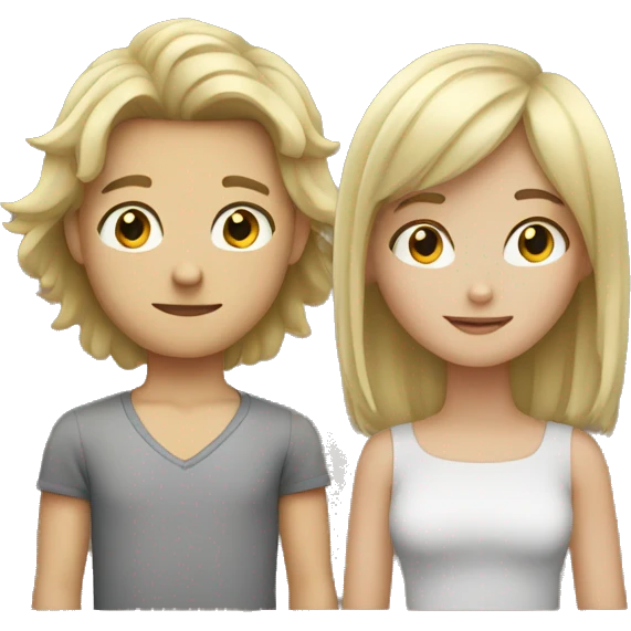 Blond boy and brunette girl emoji